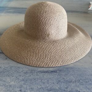 Eric Javits Beige Wide-Brim Straw Sun Hat